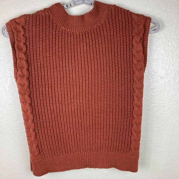 Coldwater Creek Men's Rust Chunky Cable Knit Pullover Textured Vest Sz L - Picture 6 of 12